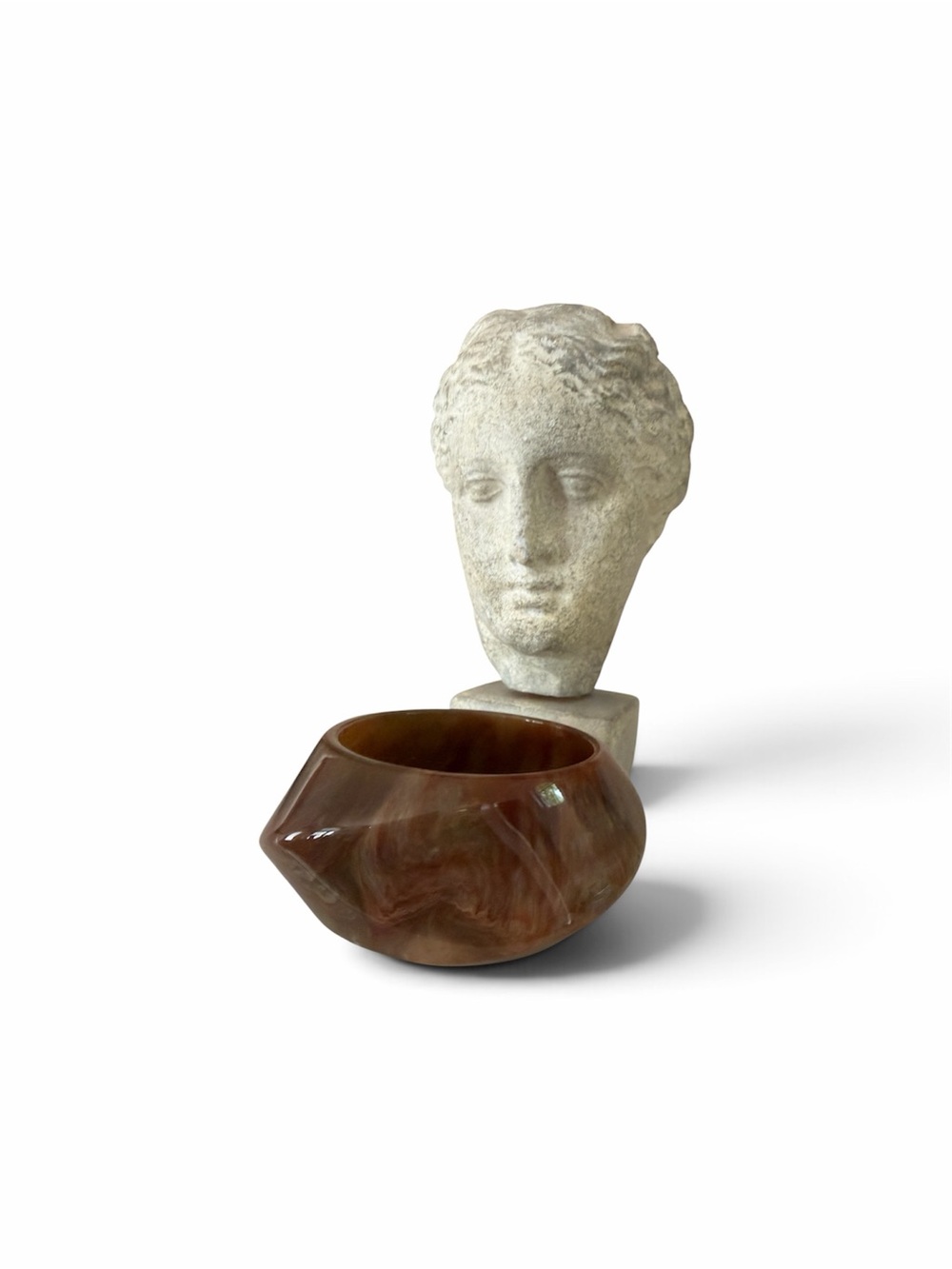 Chunky Wide Sculptural Bangle Bracelet Brown Amber Green Swirl Marbled